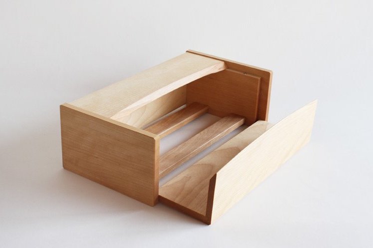 天然原木橫式面紙盒