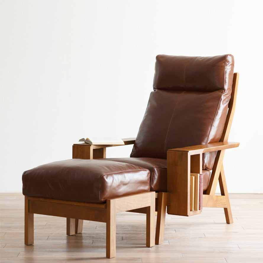 PURO 單人沙發躺椅與腳凳(皮革材質)